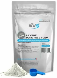 NVS 100% PURE L-LYSINE NVS USP GRADE KOSHER nonGMO USA VEGAN FREE SHIPPING - Picture 1 of 2