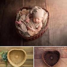 Baby Studio Photography Props Rattan Weave Heart Shape Box Case.'' Basket U8P6