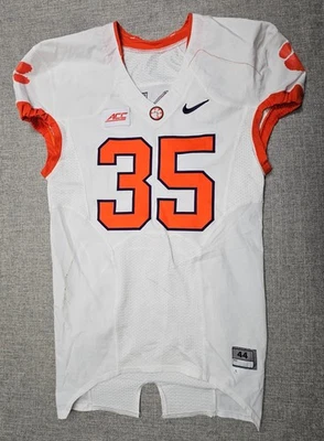 Camiseta de fútbol americano Clemson Tigers para hombre 44 L blanca usada en juegos emitida por el equipo Nike #35 Foto 1 de 4