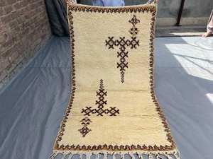 3x5.2 ft Vintage Moroccan Rug – Handmade Wool Shag Carpet, Boho Tribal Rug Decor - Picture 1 of 10