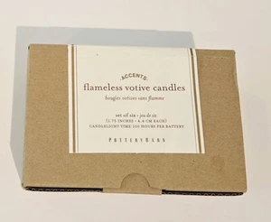 6 velas crema con detalles votivos de cera sin llama parpadeantes POTTERY BARN NUEVO - Imagen 1 de 9