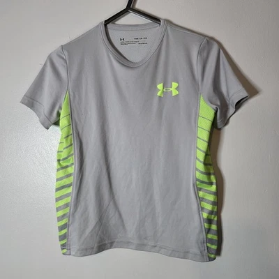 Under Armour Boys T-Shirt YSM | Grey & Neon Yellow Activewear - Image 1 of 3