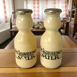 Botella de leche pasteurizada vintage Muth Buffalo St Lawrence salero y pimentero - Imagen 1 de 19