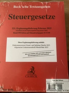 1-3 C.H. Beck Beck'sche Steuergesetze: 221 Februar 2025, Lohnsteuer, Einkommenst - Bild 1 von 1