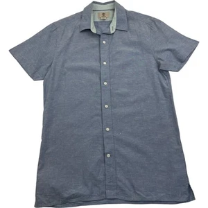 Timberland Casual Shirt Short Sleeve Blue Slim Fit Patterned Mens S - Picture 1 of 6