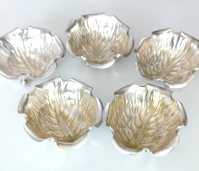 5 Coupes en métal argenté - WMF ? - ART NOUVEAU, en forme de chou - Photo 1/4