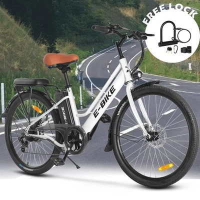 Bicicleta de montaña eléctrica de 26"" para adultos 40 millas 19 MPH bicicleta eléctrica de viaje urbano Foto 1 de 4