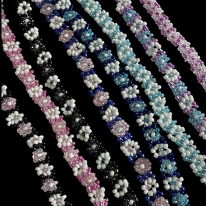 Perlen Blumen Blumen Fußkettchen/Übergröße Fußkettchen/Halsband/Restposten x8 - Bild 1 von 2
