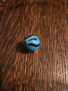 Vintage Agate Marbles Blue And Black Swirl 