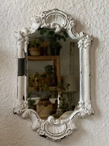 Small Wall Mirror Shabby Chic French Cottage Decor Chippy Farmhouse ornate frame - Picture 1 of 8
