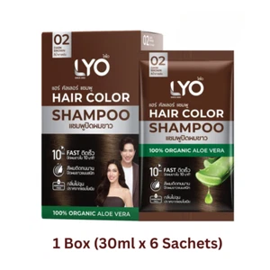 LYO Hair Color Shampoo Gray White 100% Organic Dark Brown 30 ml x 6 Sachets - Picture 1 of 7