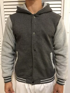 Youth Varsity Hoodie Jacket Gray Sz XL (see Condition & Measurements) A29 - Picture 1 of 12