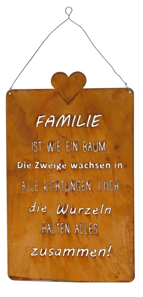 Edelrost Schild Tafel Garten "Familie ist wie ein Baum die Zweige wachsen......" - Bild 1 von 1