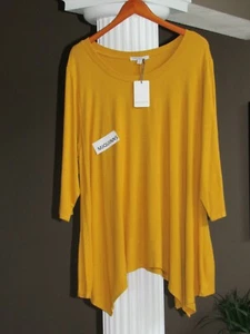 GREEN ENVELOPE Amber 3/4 Sleeve Sharkbite Hem Tunic Top Size 3X NWT - Picture 1 of 2