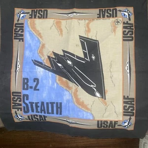 USAF B2 Stealth Bomber Jet Bandana Taschentuch Taschentuch Made in USA Vintage - Bild 1 von 4