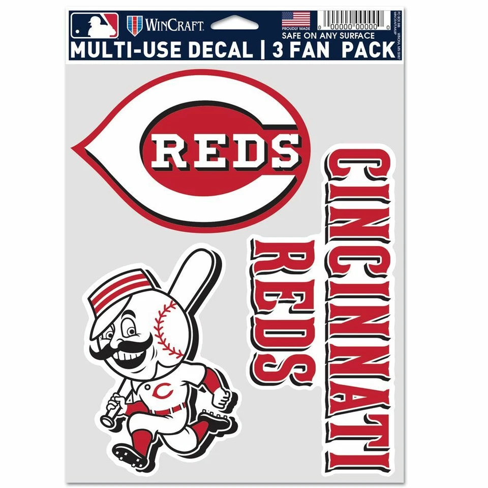 CINCINNATI REDS 3-MULTI USE DECALS FAN PACK NEW WINCRAFT 😎⚾ - Image 1 of 1