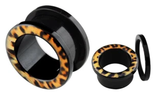 Ohr Piercing Schmuck Flesh Tunnel schraubbar mit Leopard Motiv, 6-22mm Stärke - Bild 1 von 2