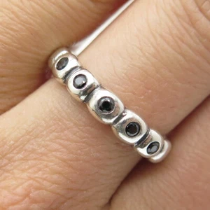 PANDORA 925 Sterling Silver Real Black Spinel Ring Size 7.25 - Picture 1 of 9