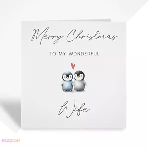 Weihnachtskarte für Frau, Freundin, Verlobte - Pinguin Weihnachtskarte - Andenken Geschenk - Bild 1 von 6