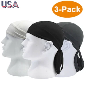 3Pack Skull Cap Durag Cotton Head Wrap Du Do Bandana Doo Rag Motorcycle Biker - Picture 1 of 15
