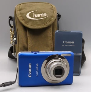 Canon IXUS 115 HS 12,1Mp Digital Compact Camera Blue, Charger, SD, Case, Great! - Foto 1 di 23