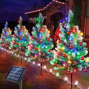 Upgraded 4-Packs Solar Christmas Tree Pathway Lights Outdoor Christmas Decoratio - Picture 1 of 11