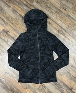 Lululemon Hoodie Women's Size 4 Scuba Black Gray Oversize Full Zip Camo LW4AWPS - Picture 1 of 14
