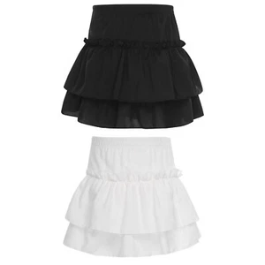 Kid Girls Mini Skirts Sweet Lining Corrugated Edge Elastic Waistband Daily Wear - Picture 1 of 36