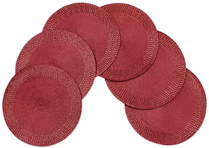 Rome Woven Braided Stitch Edge Non-Slip Table Placemats 15 Inches Round Set Of 6 - Picture 1 of 17