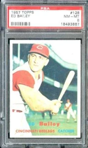 1957 TOPPS #128 ED BAILEY PSA 8 ROSSI - Foto 1 di 2