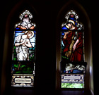 2 Older Stained Glass Church Windows "The Baptism of Jesus" 64" (H4) chalice co.