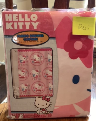 Sanrio Hello Kitty Fabric Shower Curtain HN010K Pink Cat Adorable 72” X 72” NEW! - Image 1 of 2