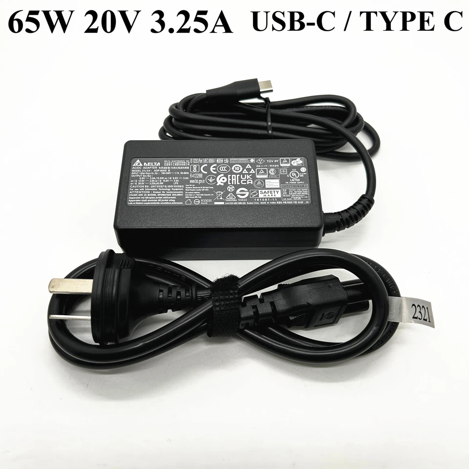 Delta 65W USB-C Adapter ADP-65KE B Type-C Charger for MSI Prestige 13 14 16 Evo - Image 1 of 4