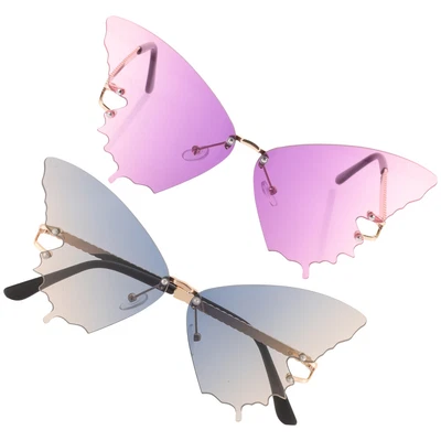 randlose brille 2Stk Dekorative Sonnenbrille Vintage Sonnenbrille - Bild 1 von 4