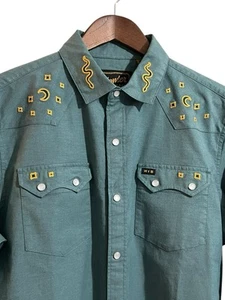 Howler Bros Crosscut Deluxe Shirt Mens 2XL Teal Oxford Pearl Snap - Picture 1 of 12