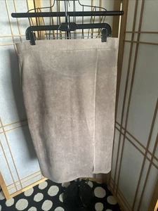 Gonna OLIVIA BLU Taupe marrone chiaro ecopelle scamosciata microfibra vita elastica XL EUC-COME NUOVA - Foto 1 di 13