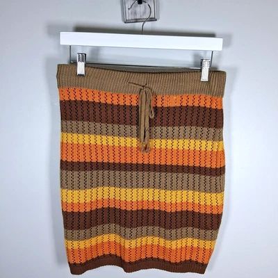 Falda Tejida Abierta Crochet Casi Famosa Para Mujer Talla 1X Festival Hippie Bohemio Años 70 Foto 1 de 4