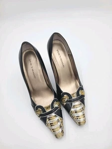 Stacy Adams Damen-Pumps schwarz Schlangenleder gemustert Echtleder Größe 10M - Bild 1 von 15