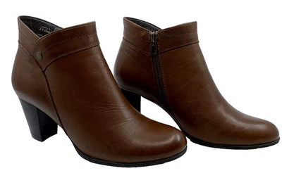 Spring Step Itilia Leather Womens Brown Ankle Zipper Boot Bootie Sz 38 US 7.5–8 - Image 1 of 4