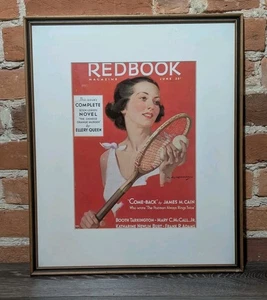 Vintage Framed Redbook Magazine June 1934 Ellery Queen Tennis Playing Lady - Picture 1 of 3