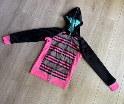 Jaqueta esportiva NIKE listrada multicolorida com capuz ajuste térmico média vintage - Imagem 1 de 4