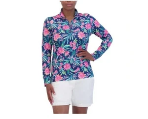 NWT Stella Parker Women's Quarter Zip Athletic Long Sleeve Shirt, Navy, Size S - Picture 1 of 2