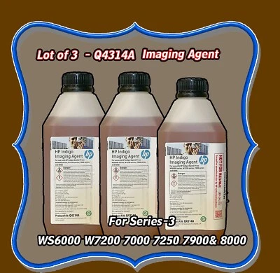 Lot of 3 HP Indigo Q4314A Imaging Agent SERIES - 3 WS6000 W7200 7000 7250 7900& - Image 1 of 4