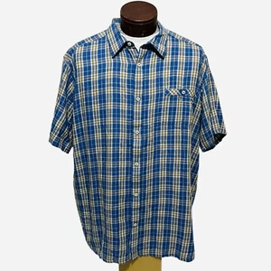 Mountain Khakis Jackson Hole Short Sleeve Shirt Blue Plaid Cotton Mens XXL 2XL - Picture 1 of 8