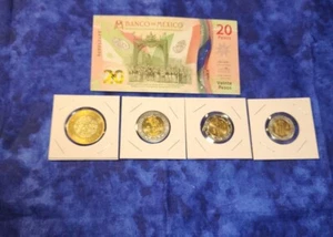 Billete zirkuliert 20 $ Pesos Conmemorativo Mexiko Lote 4 Monedas 2024 Brillante - Bild 1 von 4