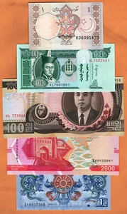 Lotto ASIA 5 banconote UNC set banconote cartacee #2 - Foto 1 di 6