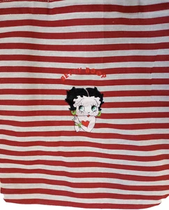 Betty Boop Bag Embroidered Red & White Striped Lightweight Canvas - Picture 1 of 11