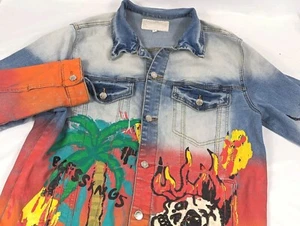 Mackeen Graffiti Streetwear Jacket Mens LG Jeans 30x33 Y2K Outfit Denim - Picture 1 of 21
