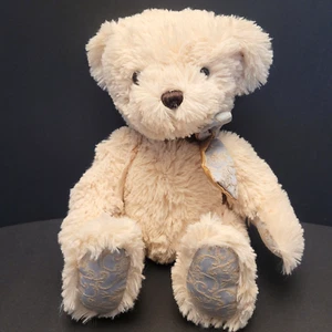 Korimco Plush Beige Teddy Bear Plush with Paisley Paws and Bow Super Soft - Picture 1 of 8