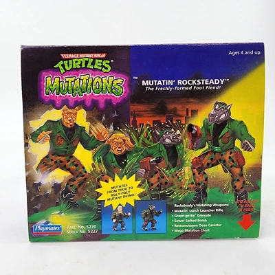 Figura de colección 1992 Mutatin' Rocksteady TMNT Mutations Playmates Toys NUEVA ABIERTA Foto 1 de 4